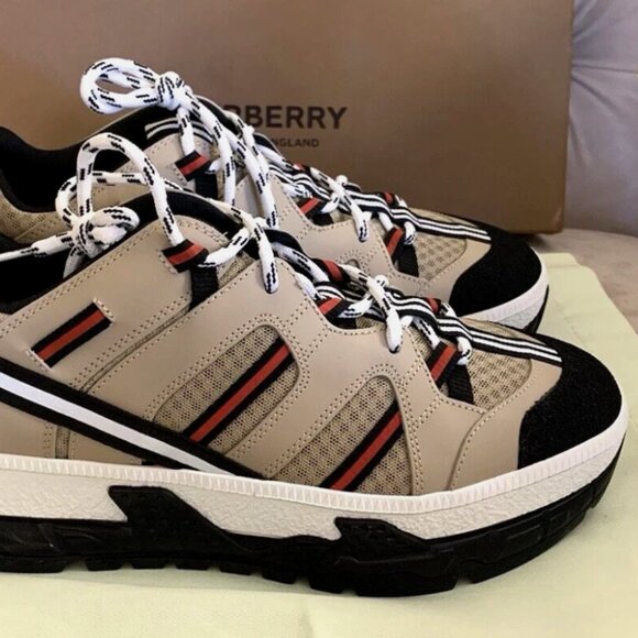BURBERRY MEN UNION RS5 MIX TECH STRIPE LOW TOP SNEAKERS, BEIGE, SZ 40 - NIB $750 - Picture 7 of 16